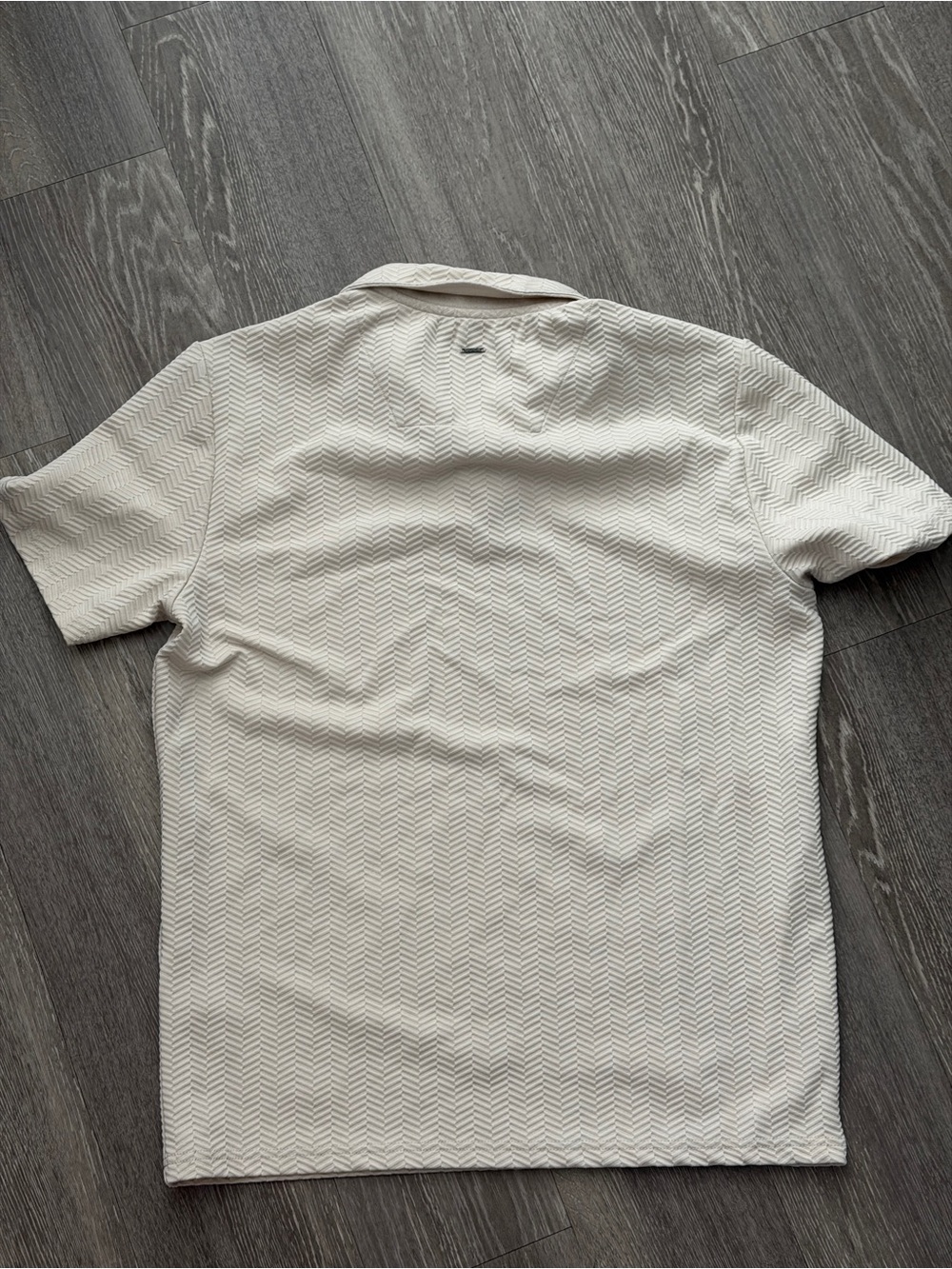 Men's Cream Short-Sleeve Zip Polo Shirt - Picture 3 of 4